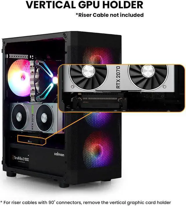 Alt view image 6 of 7 - Zalman i4 TG Airflow ATX Mid-Tower Gaming PC Case, 4 x 140mm Fixed RGB Fans Preinstalled, Tempered Glass Side Panel, 360mm Radiator Support, Black