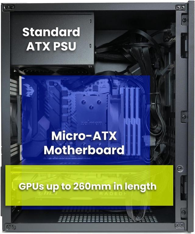 Alt view image 7 of 7 - Zalman CUBIX Compact mATX ITX PC Case, Micro-ATX/Mini-ITX/DTX, SFF Small Form Factor SFX HTPC Computer Chassis, Fits Standard ATX Power Supply, USB 3.0, Black