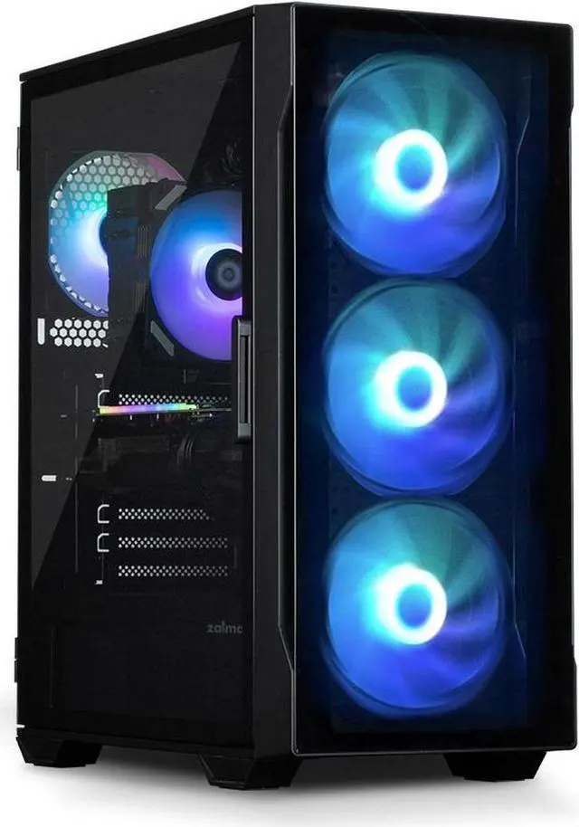 Alt view image 7 of 7 - Zalman i3 ARGB Vision-TG ATX Mid-Tower Gaming PC Case, 4 x ARGB Fans Pre-Installed (3 x 140mm + 1 x 120mm rear), Tempered Glass Front & Side Panel, Black