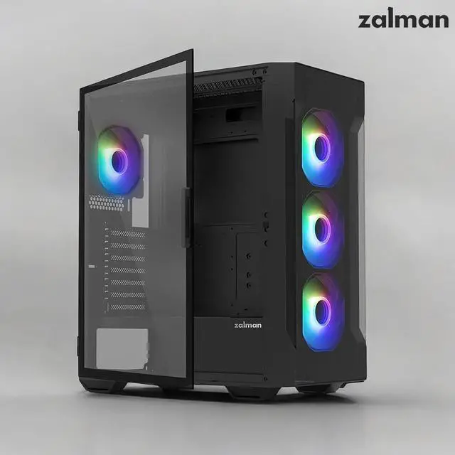 Alt view image 2 of 7 - Zalman i3 NEO TG ATX Gaming PC Case, Includes 4 x 120mm Infinity Mirror ARGB Fans, Tempered Glass Front & Side Panel, Premium Mid-Tower Chassis, Black