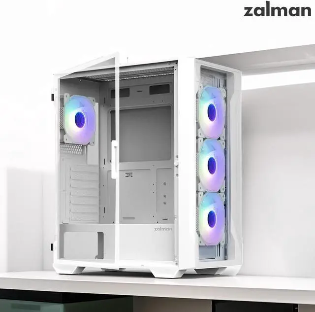 Alt view image 2 of 7 - Zalman i3 NEO TG ATX Gaming PC Case, Includes 4 x 120mm Infinity Mirror ARGB Fans, Tempered Glass Front & Side Panel, Premium Mid-Tower Chassis, White