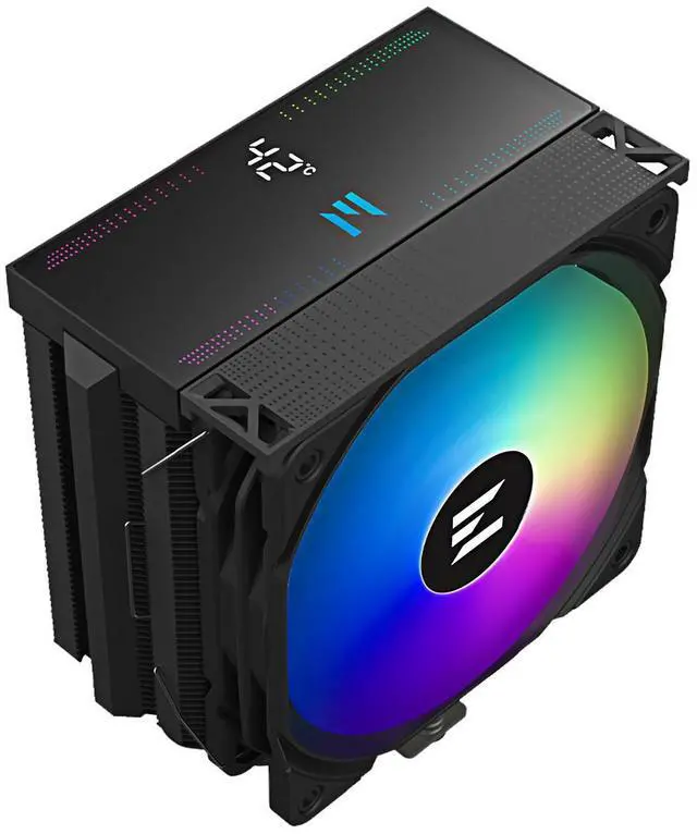 Main image of Zalman CNPS13X DS CPU Cooler, 240W TDP, CPU Temperature Display, AMD AM5/AM4, Intel LGA 1851/1700/1200/1151, 5 DTH Heat Pipes, 120mm PWM Performance Fan, Black