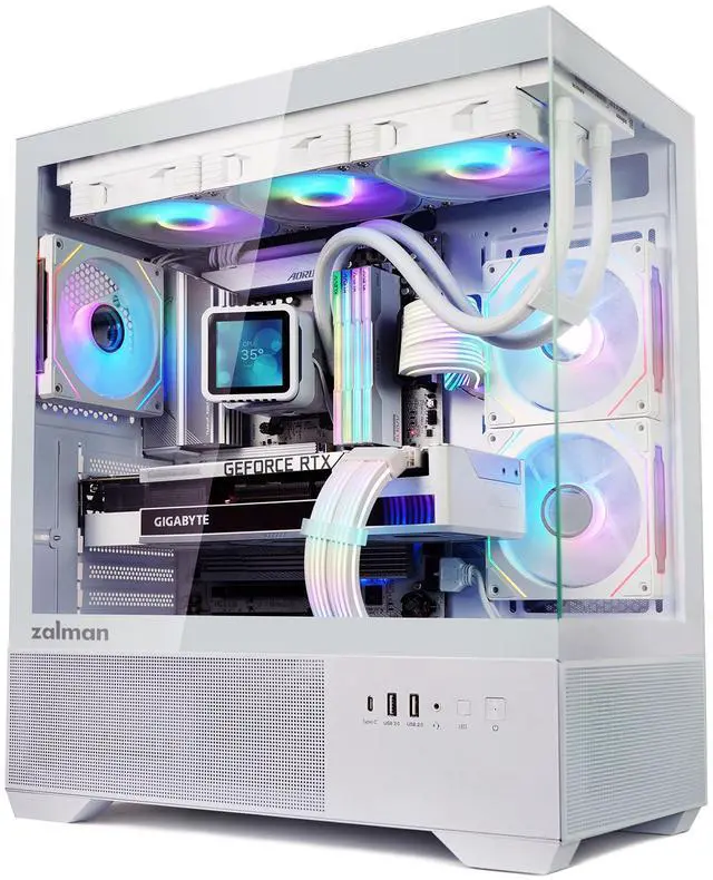 Main image of Zalman CHRONIX Mid Tower ATX Gaming PC Case with 3 x 120mm Prism ARGB Fans Preinstalled, 360mm Radiator Support, Type-C 3.2 Ready, Supports 50 Series Graphics Cards, White