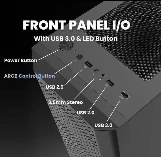 Alt view image 6 of 7 - Zalman FIT Mid-Tower ATX RGB Gaming PC Case - 4 x 120mm ARGB Fans Pre-Installed, Tempered Glass Side Panel, USB 3.0, Fits up to 6 x 120mm Fans, 325mm GPU, 360mm Radiator, Black
