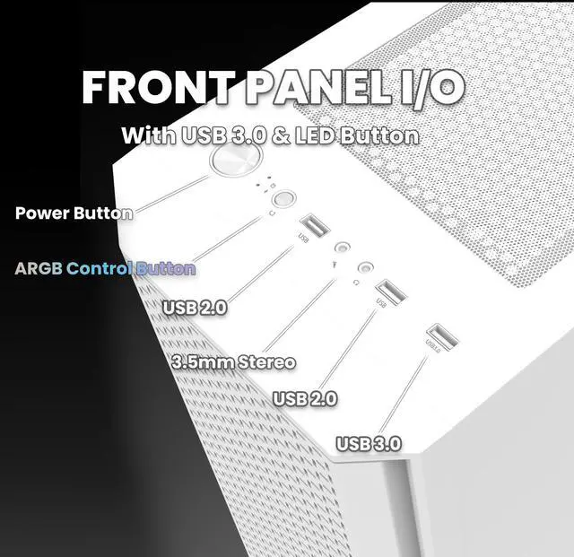 Alt view image 5 of 7 - Zalman FIT Mid-Tower ATX RGB Gaming PC Case - 4 x 120mm ARGB Fans Pre-Installed, Tempered Glass Side Panel, USB 3.0, Fits up to 6 x 120mm Fans, 325mm GPU, 360mm Radiator, White