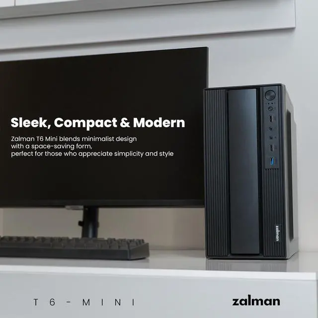 Alt view image 4 of 7 - Zalman T6 MINI Compact M-ATX PC Case, Micro-ATX Mini-ITX SFF SFX HTPC Small Form Factor Computer Chassis, USB 3.0, 1 x 80mm Preinstalled Fan, Space Saving Mini Tower Office PC Workstation