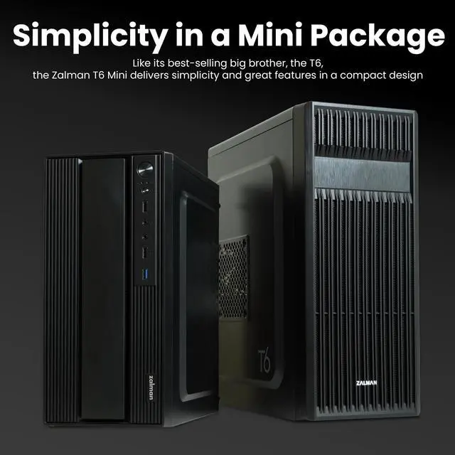 Alt view image 5 of 7 - Zalman T6 MINI Compact M-ATX PC Case, Micro-ATX Mini-ITX SFF SFX HTPC Small Form Factor Computer Chassis, USB 3.0, 1 x 80mm Preinstalled Fan, Space Saving Mini Tower Office PC Workstation