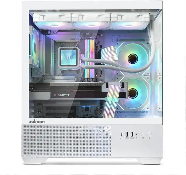 Alt view image 2 of 5 - PC Builder Bundle - Zalman PC Case with PSU Combo - Chronix ATX Gaming PC Case, White - 3 x 120mm ARGB Fans with 80 Plus Bronze 600W Power Supply