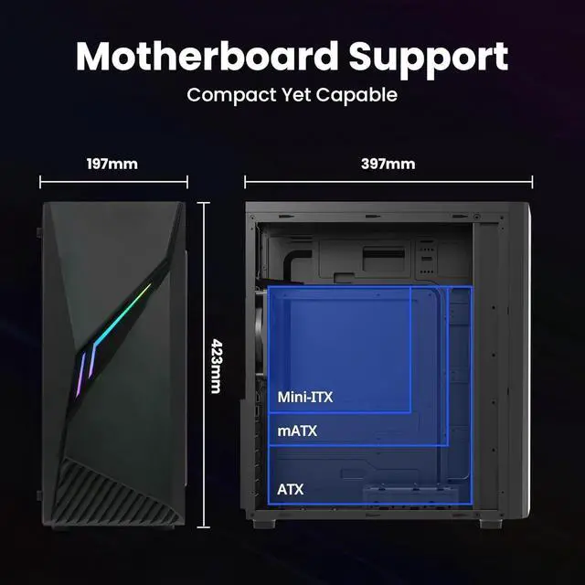 Alt view image 2 of 7 - PC Builder Bundle - Zalman PC Case with PSU Combo - Raven ATX Mid-Tower PC Case Spectrum RGB Front Panel Strip 1 x 120mm Non-RGB Rear Fan, with 80 Plus Bronze 600W Power Supply