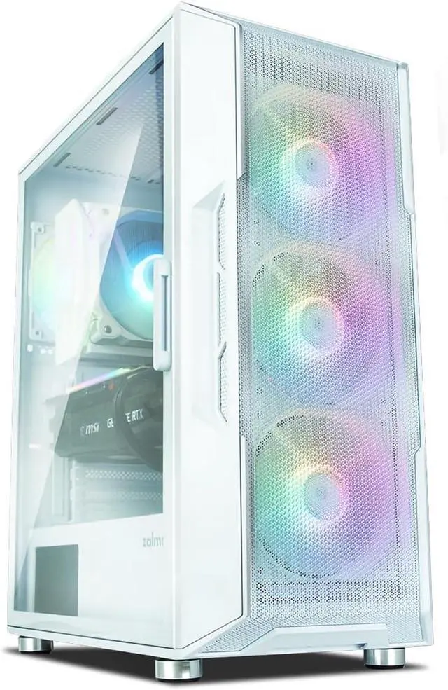 Alt view image 2 of 7 - PC Builder Bundle - Zalman PC Case with PSU Combo - i3 NEO ATX Mid-Tower 4 x Fixed RGB Fans Fans High Airflow Mesh Front Panel Gaming PC Case, White with 80 Plus Bronze 600W Power Supply