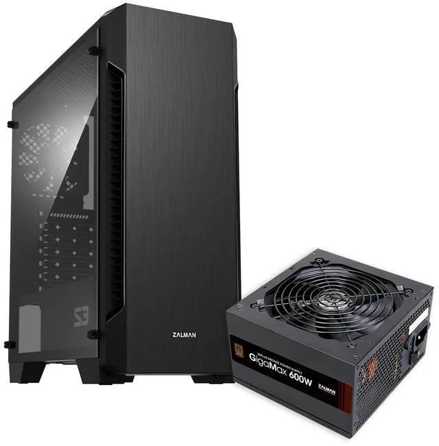 Main image of PC Builder Bundle - Zalman PC Case with PSU Combo - S3 ATX Mid-Tower PC Case 3 x 120mm Non-RGB Black Fans, with 80 Plus Bronze 600W Power Supply