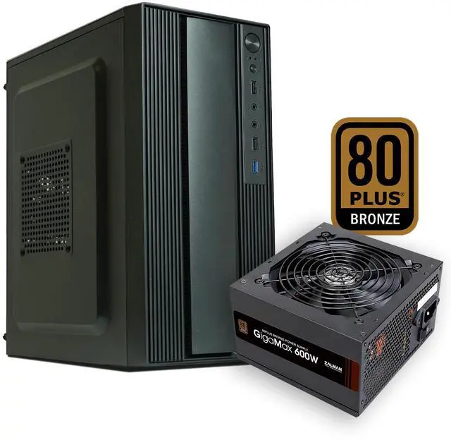 Main image of PC Builder Bundle - Zalman PC Case with PSU Combo - T6 Mini M-ATX Compact PC Case for Workstation with 80 Plus Bronze 600W Power Supply