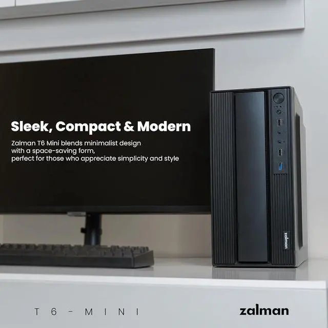 Alt view image 3 of 7 - PC Builder Bundle - Zalman PC Case with PSU Combo - T6 Mini M-ATX Compact PC Case for Workstation with 80 Plus Bronze 600W Power Supply