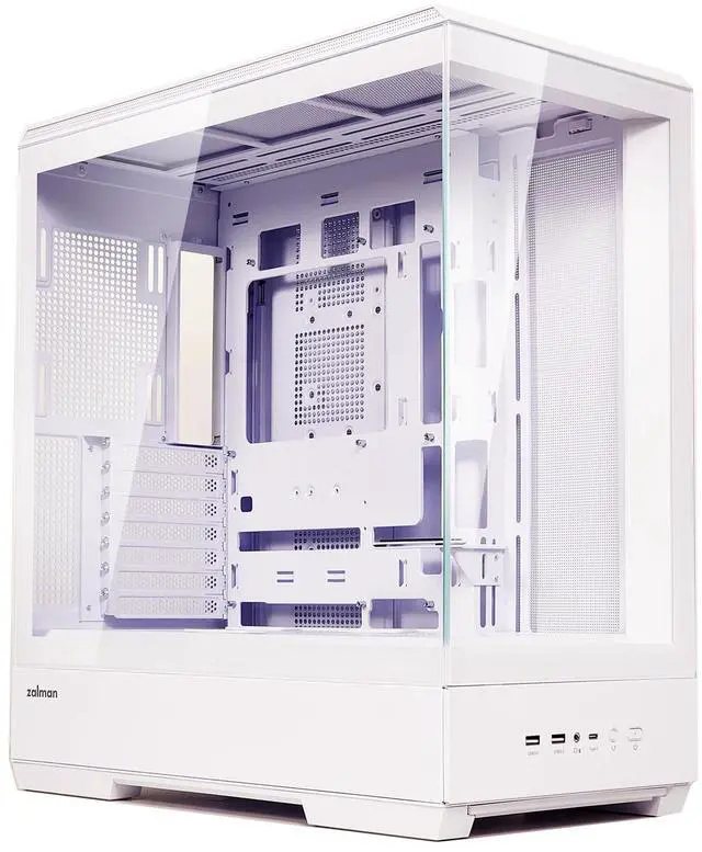 Alt view image 2 of 7 - Zalman P50 ATX Mid-Tower Premium PC Case - Panoramic Tempered Glass, Hinged Cable Management Doors, BTF Back-Connect Motherboard Compatible, White (Fans Not Included)
