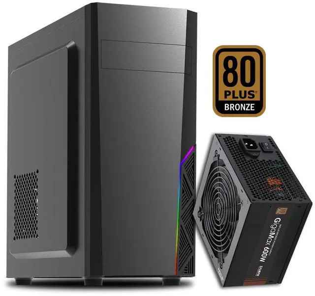 Main image of PC Builder Bundle - Zalman PC Case with PSU Combo - T8 ATX Mid-Tower PC Case Spectrum RGB Front Panel Strip 1 x 120mm Non-RGB Rear Fan, with 80 Plus Bronze 600W Power Supply