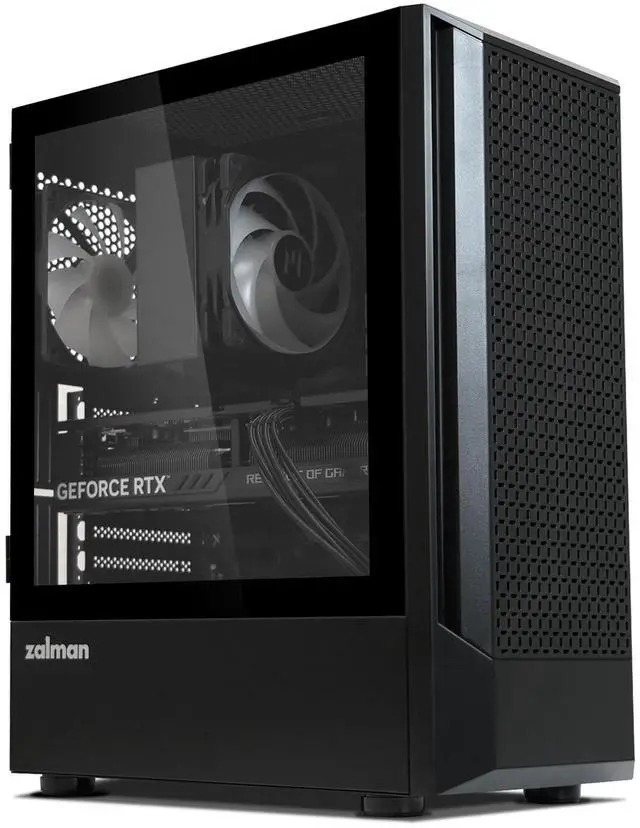Alt view image 2 of 7 - Zalman FIT Mid-Tower ATX RGB Gaming PC Case - 4 x 120mm ARGB Fans Pre-Installed, Tempered Glass Side Panel, USB 3.0, Fits up to 6 x 120mm Fans, 325mm GPU, 360mm Radiator, Black