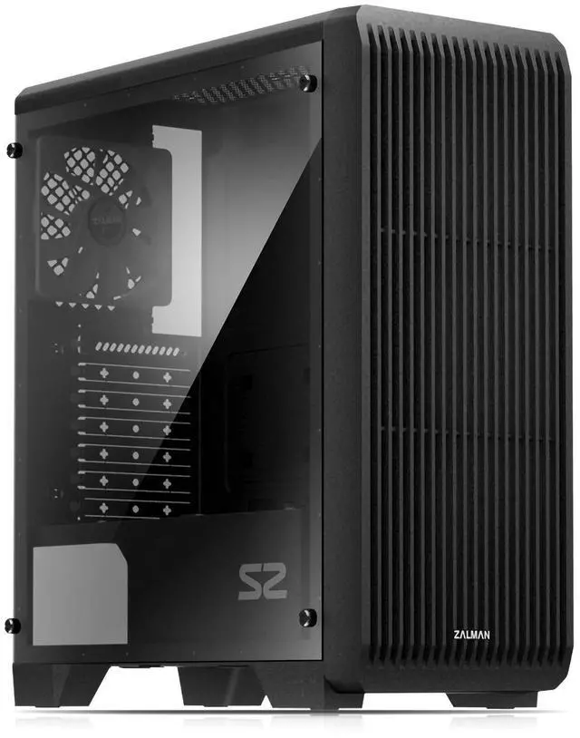 Main image of Zalman S2 ATX Mid Tower Desktop PC Case, 3 x 120mm Fans included, Full Mesh Front Panel for Superior Airflow, Tinted Acrylic Side Panel, USB 3.0