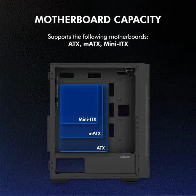 Alt view image 4 of 7 - Zalman i3 ARGB Vision-TG ATX Mid-Tower Gaming PC Case, 4 x ARGB Fans Pre-Installed (3 x 140mm + 1 x 120mm rear), Tempered Glass Front & Side Panel, Black