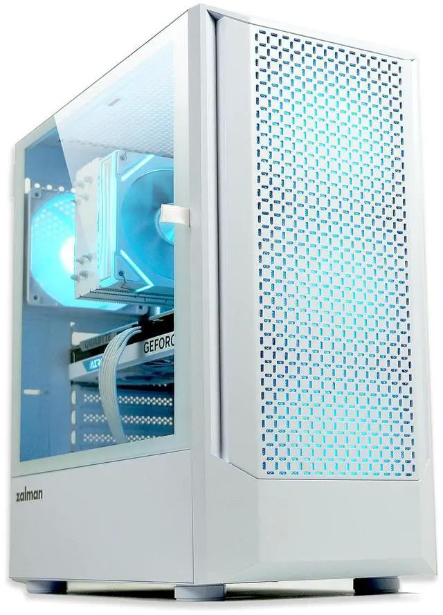 Main image of Zalman FIT Mid-Tower ATX RGB Gaming PC Case - 4 x 120mm ARGB Fans Pre-Installed, Tempered Glass Side Panel, USB 3.0, Fits up to 6 x 120mm Fans, 325mm GPU, 360mm Radiator, White