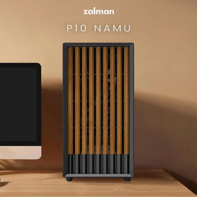 Alt view image 2 of 7 - Zalman P10 NAMU mATX Mini Tower PC Case - 3 x 120mm Fans Preinstalled, Genuine Walnut Wood Front Panel, Tempered Glass Side Panel, Type-C, Cable Management System, M-ATX / ITX Computer Case, Black