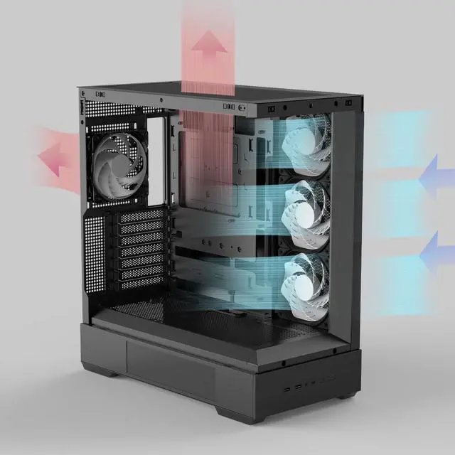 Alt view image 4 of 7 - Zalman P40 DS ATX Mid-Tower PC Case - 9.1 in LCD Screen, 4 x ARGB Fans Preinstalled, Supports up to 10 Fans, 420mm GPU, 360mm Radiator, USB Type-C, Ultimate LCD Display Gaming PC Case, Black