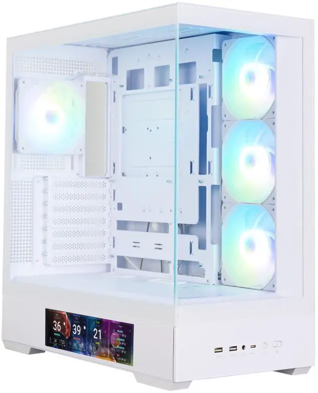 Alt view image 4 of 7 - Zalman P40 DS ATX Mid-Tower PC Case - 9.1 in LCD Screen, 4 x ARGB Fans Preinstalled, Supports up to 10 Fans, 420mm GPU, 360mm Radiator, USB Type-C, Ultimate LCD Display Gaming PC Case, White