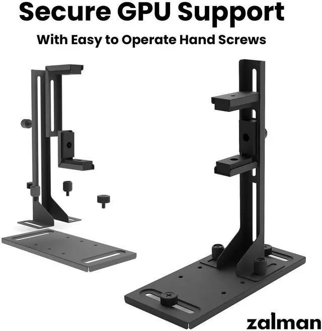 Alt view image 3 of 6 - Zalman VS2 GPU Support Bracket, Screw Mount Graphics Card Brace, Adjustable Anti-Sag GPU Holder, Video Card Support Stand, Fits PSU Shroud or Fan Screw Mount