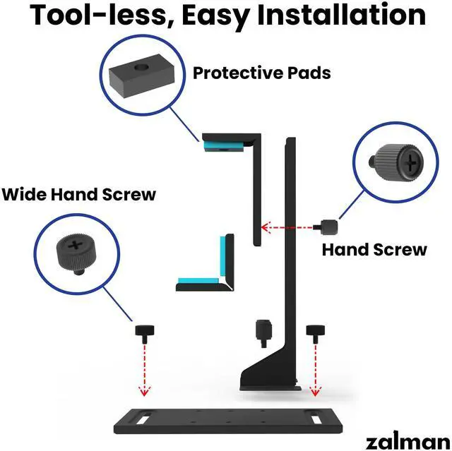Alt view image 4 of 6 - Zalman VS2 GPU Support Bracket, Screw Mount Graphics Card Brace, Adjustable Anti-Sag GPU Holder, Video Card Support Stand, Fits PSU Shroud or Fan Screw Mount