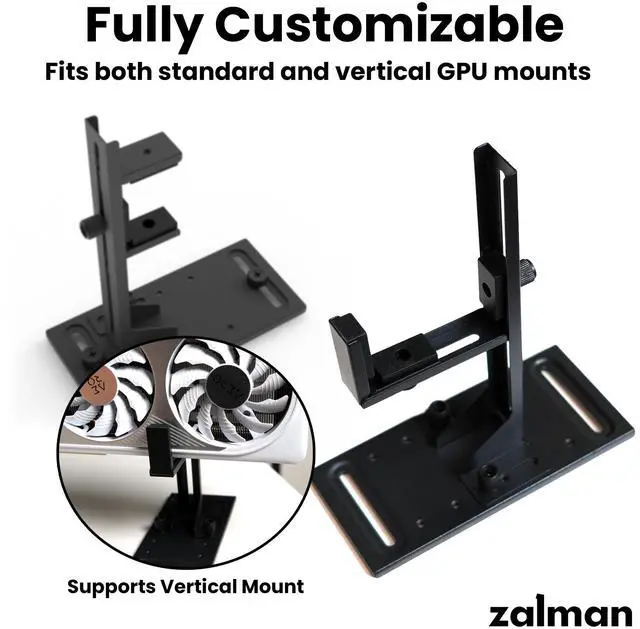 Alt view image 5 of 6 - Zalman VS2 GPU Support Bracket, Screw Mount Graphics Card Brace, Adjustable Anti-Sag GPU Holder, Video Card Support Stand, Fits PSU Shroud or Fan Screw Mount