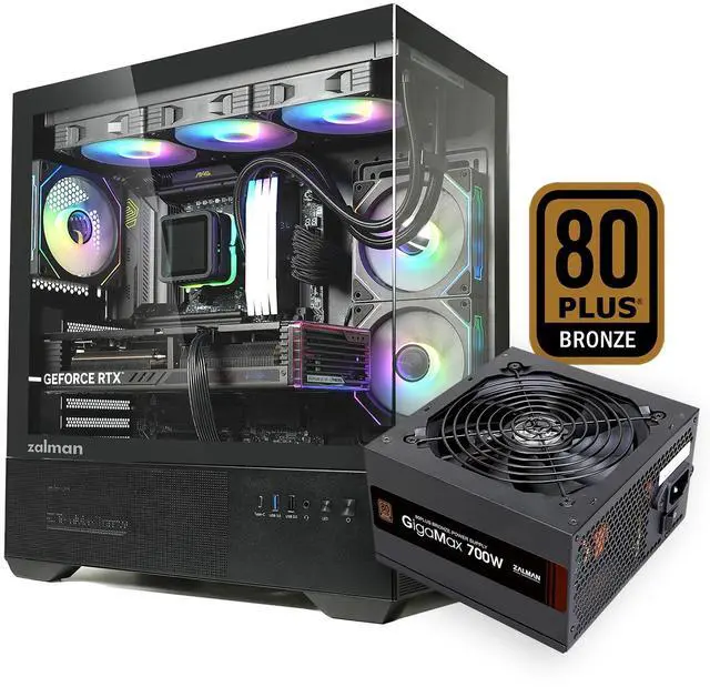Main image of PC Builder Bundle - Zalman PC Case with PSU Combo - Chronix ATX Gaming PC Case, Black - 3 x 120mm ARGB Fans with 80 Plus Bronze 700W Power Supply