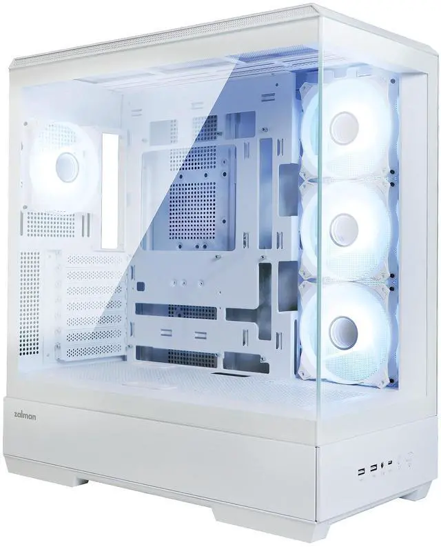 Alt view image 2 of 7 - Zalman P50 ATX Mid-Tower PC Case - 4 x IF120 Infinity Mirror ARGB Fans Included, Panoramic Tempered Glass, Hinged Cable Management Doors, Supports BTF Back-Connect Motherboards, White