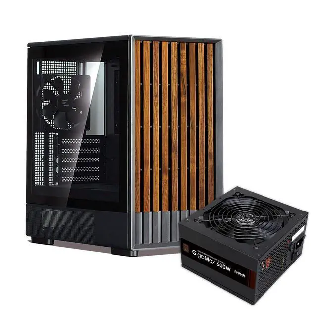 Main image of PC Builder Bundle - Zalman PC Case with PSU Combo - P10 NAMU mATX Mini-Tower PC Case Black + Gigamax 600W 80+ Plus Bronze Power Supply