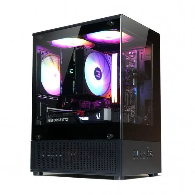Zalman CUBIX-G Micro-ATX PC Case, MATX Case with 3 X 120mm FRGB Fans Pre-Installed, Panoramic View Tempered Glass Panels, USB Type-C Port, Fits up to 280mm GPUs, Black
