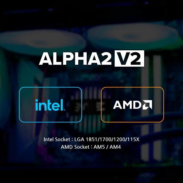 Alt view image 4 of 7 - Zalman Alpha 2 V2 360 AIO Liquid CPU Cooler, Real-Time CPU Temperature Display, PWM ARGB Fans, AMD AM5/AM4, Intel LGA1851/1700, Black