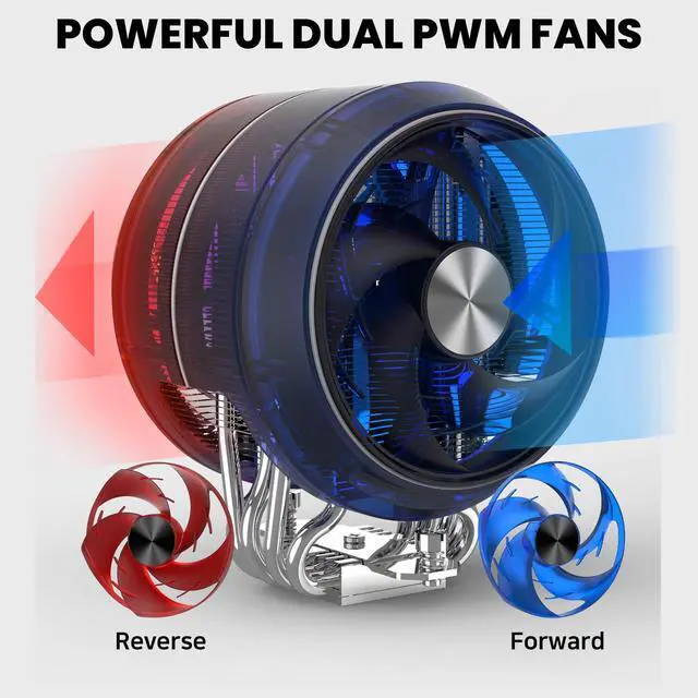 Alt view image 5 of 7 - Zalman ZET5 CPU Cooler, Dual 120mm PWM Fans, 5 Heat Pipes RDTH Technology, AMD AM5/AM4 & Intel LGA1851/1700, Black