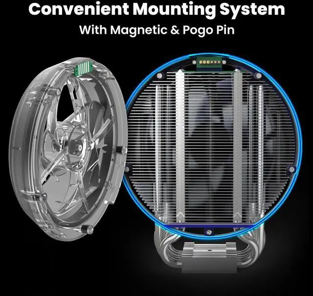 Alt view image 6 of 7 - Zalman ZET5 CPU Cooler, Dual 120mm PWM Fans, 5 Heat Pipes RDTH Technology, AMD AM5/AM4 & Intel LGA1851/1700, Black
