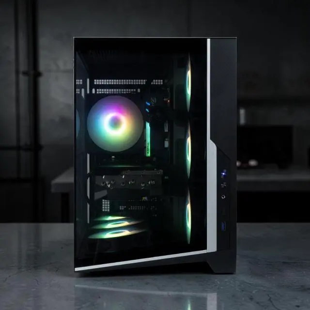 Alt view image 4 of 7 - Zalman D40 ATX Gaming PC Mid-Tower Computer Case, 7x 120mm ARGB Fans Pre-Installed, Panoramic View Tempered Glass Panels, 360mm AIO Radiator & 410mm GPU Support, High Airflow Dual Chamber, Black