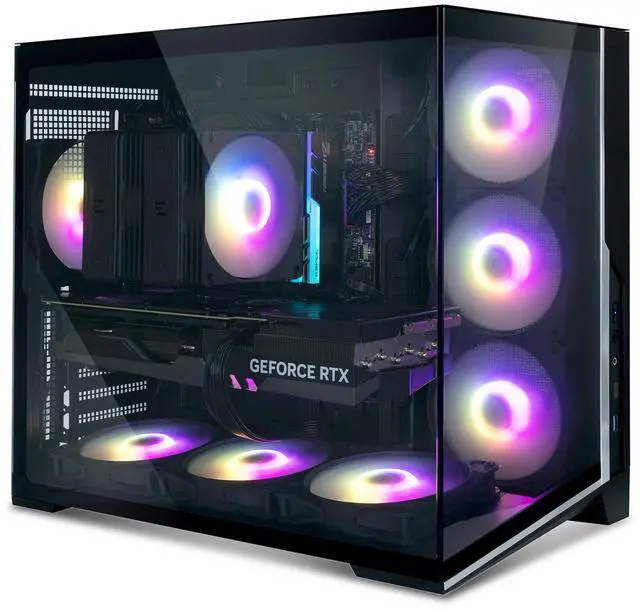 Alt view image 2 of 7 - Zalman D40 ATX Gaming PC Mid-Tower Computer Case, 7x 120mm ARGB Fans Pre-Installed, Panoramic View Tempered Glass Panels, 360mm AIO Radiator & 410mm GPU Support, High Airflow Dual Chamber, Black
