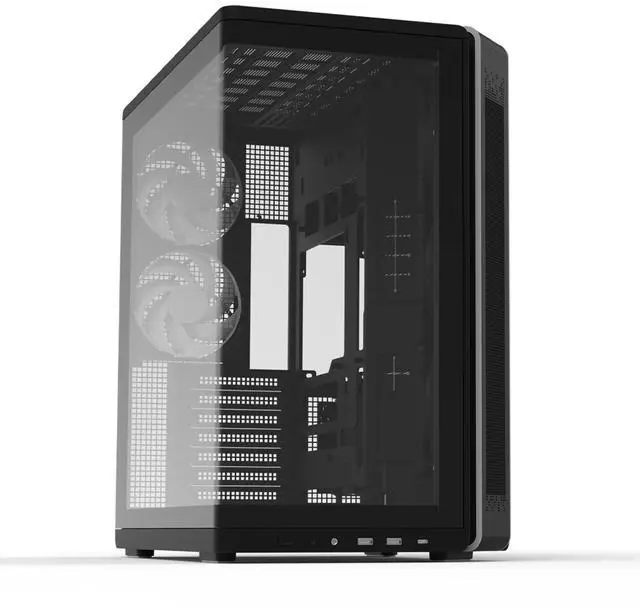 Alt view image 6 of 6 - Zalman P60 ATX Mid-Tower Flagship Gaming PC Case - Curved Tempered Glass Panel, 5 Pre-Installed Fans, USB-C, Supports 360mm Radiator, 435mm GPU, Black