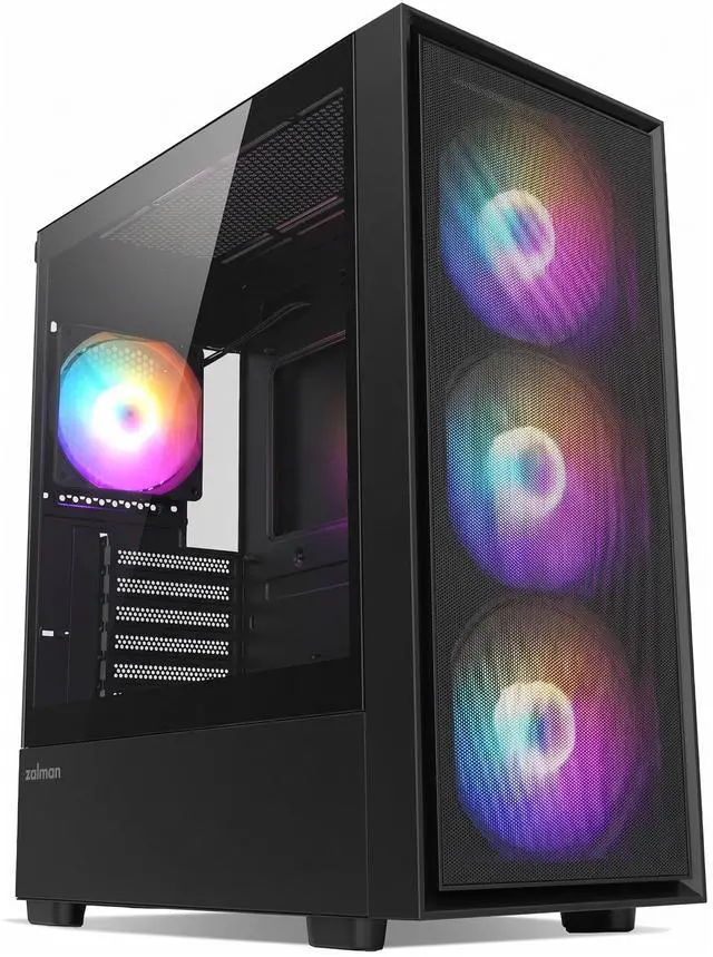 Zalman S6 ATX High Airflow Mid-Tower RGB Desktop Gaming PC Case, 4 Preinstalled FRGB Fans, USB Type-C 3.2 & USB 3.0, Fits up to 8 Fans, 360mm AIO Radiator & 345mm GPU Support