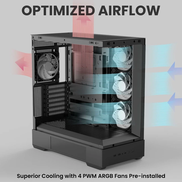 Alt view image 4 of 7 - Zalman P40 DS ATX Mid-Tower PC Case - 9.1 in LCD Screen, 4 x ARGB Fans Preinstalled, Supports up to 10 Fans, 420mm GPU, 360mm Radiator, USB Type-C, Ultimate LCD Display Gaming PC Case, Black