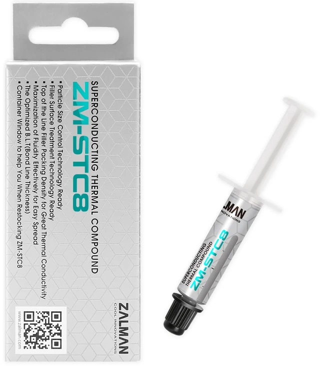 Main image of Zalman STC8 Thermal Paste, High Performance CPU / GPU Thermal Compound, High-Density Superconducting Micro-Filler Technology (8.3 W/m-k, 350-480 Pa.s), 1.5g