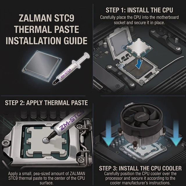 Alt view image 3 of 7 - Zalman STC9 Thermal Paste, High Performance CPU / GPU Thermal Compound, High-Density Superconducting Micro-Filler Technology (9.1 W/m-k), 4g