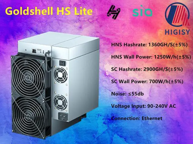 Alt view image 2 of 2 - Goldshell HS LITE HNS: 1360GH(±5%) SC : 2900GH/S(±5%) by HIGISY