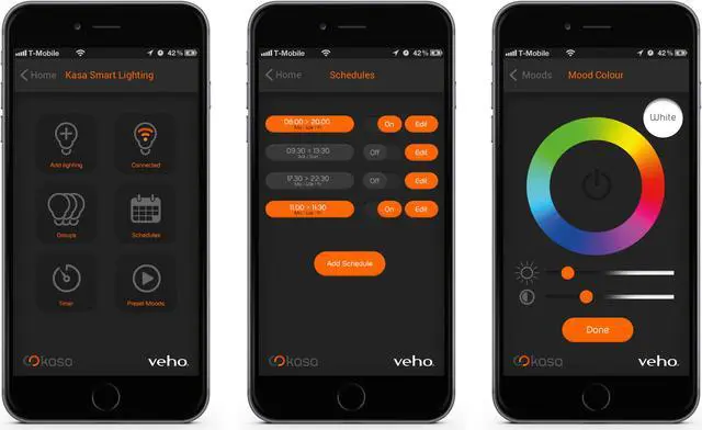 Alt view image 4 of 14 - Veho Kasa Bluetooth Smart LED Light Bulb, Smartphone Controlled, Dimmable, Colour Changing, Edison E26, 7.5 W [Energy Class A+]