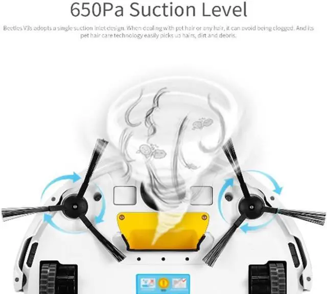 Alt view image 5 of 7 - ILIFE V3s Pro Robotic Vacuum Cleaner for Pets and Allergies Home 2017 Updated Version,Pearl White