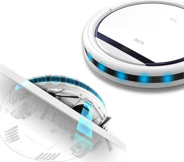 Alt view image 3 of 7 - ILIFE V3s Pro Robotic Vacuum Cleaner for Pets and Allergies Home 2017 Updated Version,Pearl White