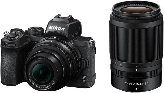 Nikon Z50 DX-format Mirrorless Camera w/ 16-50mm F3.5-6.3 Nikkor Z DX Lens  & 50-250mm F4.5-6.3 VR NIKKOR Z DX Lens