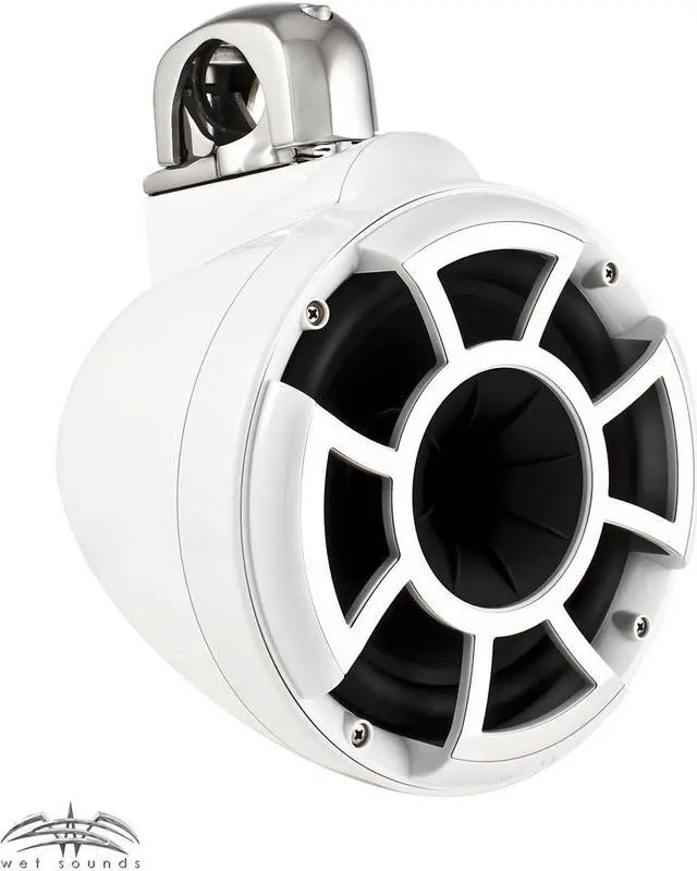 Alt view image 7 of 7 - Wet Sounds REV8W-FC 8" White Tower Speakers with Stainless Steel Fixed Clamps & SYN-DX2.3 1200 Watt Amplifier