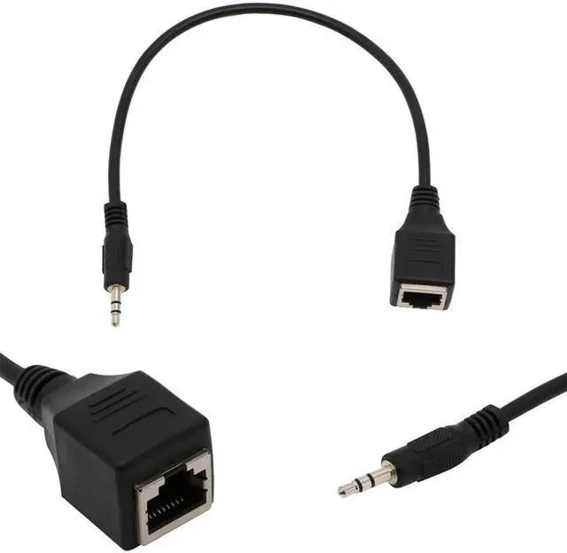 Alt view image 5 of 6 - 3.5mm Male Jack TRS Audio Cable To RJ45 Socket Ethernet Adapter Wire 1pc